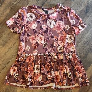 Agnes & Dora Floral Blouse in Pink and Brown